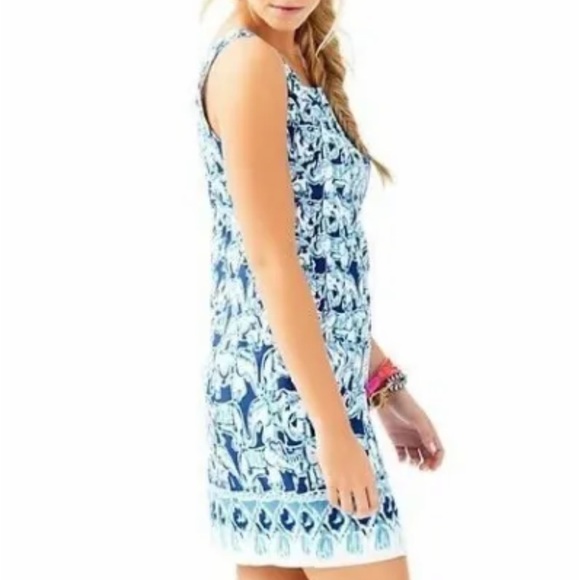 Lilly Pulitzer Cathy Shift Dress “Get Trunky” in Bomber Blue Size 8 - Picture 2 of 10